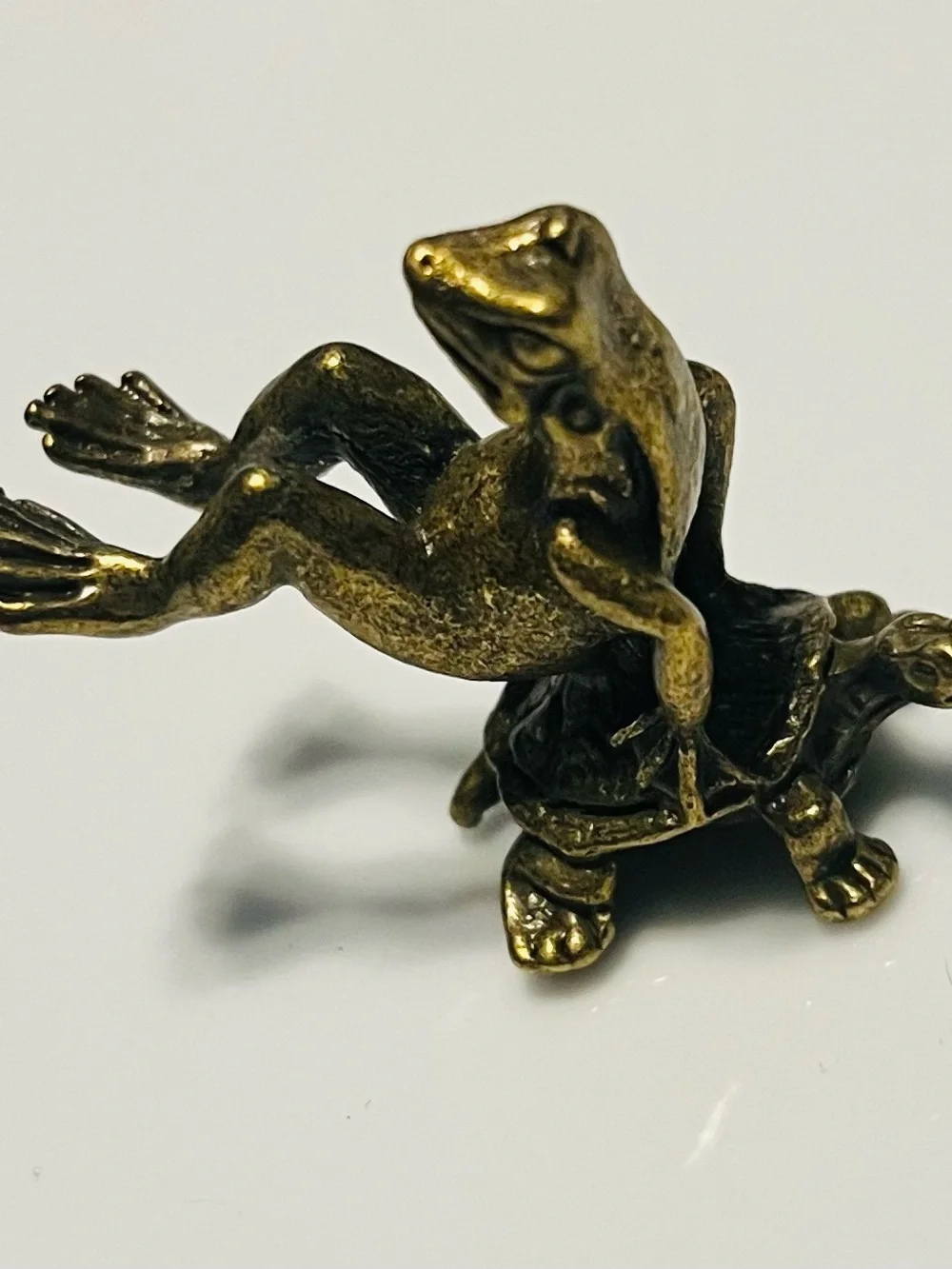 Brass Frog on Turtle Figurine #257